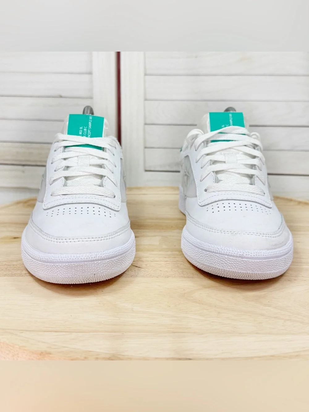 Reebok Club C 85 Logo Tennis Shoes Sneakers White Green Women Size 8 Preppy